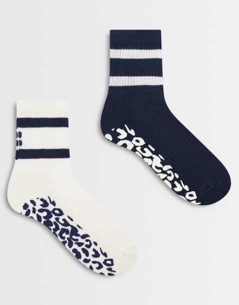 Sweaty Betty pack de 2 chaussettes de pilates antidérapantes bleues et beiges - view 1