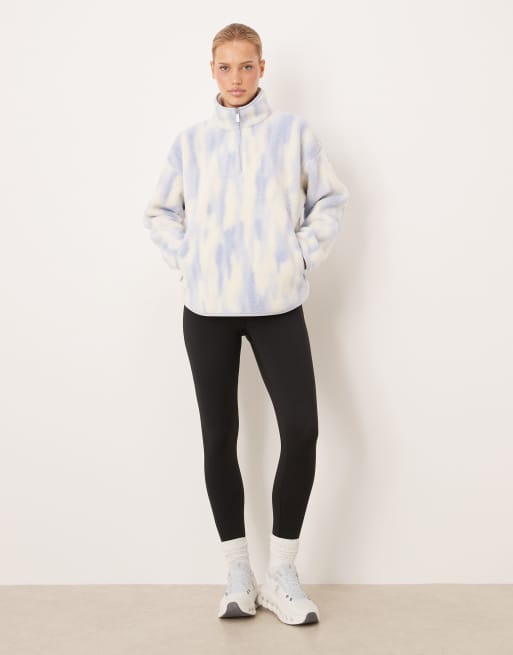 Sweaty Betty - Polaire duveteuse à col zippé et imprimé - Bleu, 3 de 4