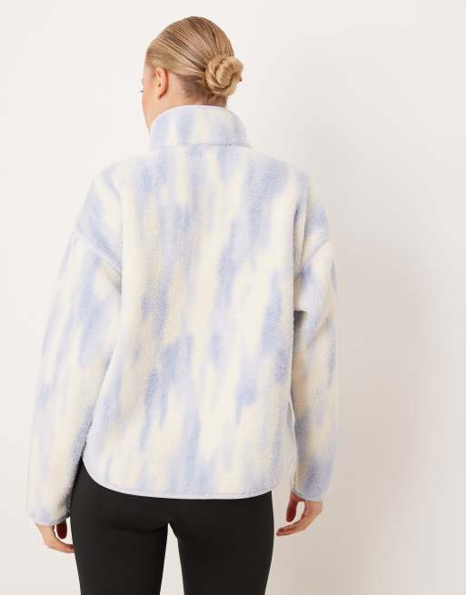 Sweaty Betty - Polaire duveteuse à col zippé et imprimé - Bleu, 4 de 4