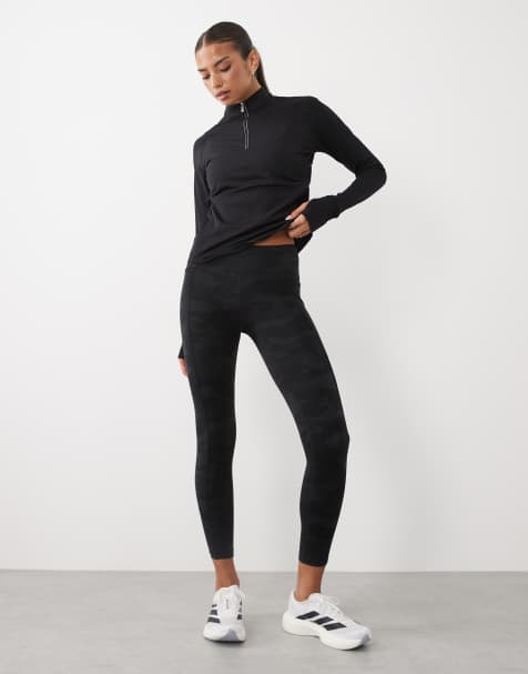Sweaty Betty Power 7/8 leggings med piping i svart camomönster - view 1