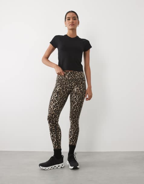 Sweaty Betty Power 7/8 piping workout leggings in brown ink leopard print - view 1