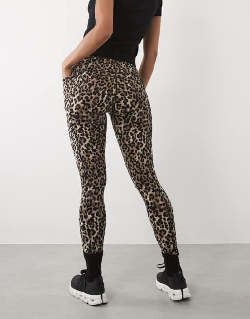 Sweaty Betty Power 7/8 piping workout leggings in brown ink leopard print, 4 of 5