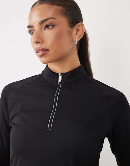 Sweaty Betty Runner's High bonded half zip jacket in black, 3 of 4