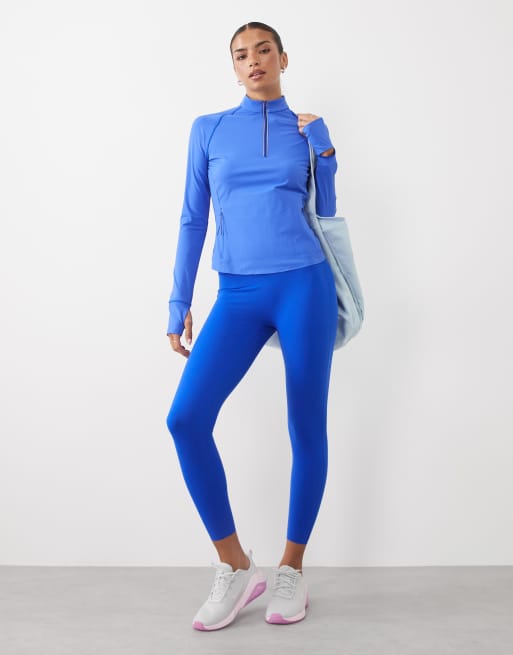 Sweaty Betty Runner's High bonded half zip jacket in blue, 3 of 4