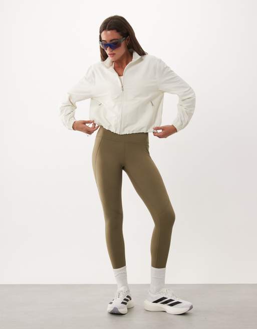 Sweaty Betty seersucker textured zip up jacket in white, 3 of 4