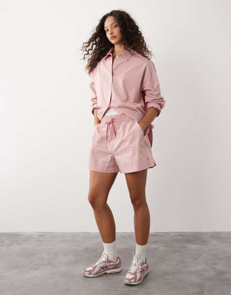 Sweaty Betty - Set met overhemd met zomerse strepen in roze en wit - view 1