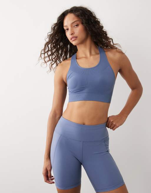 Sweaty Betty Stamina seamless sports bra in blue, 4 of 4