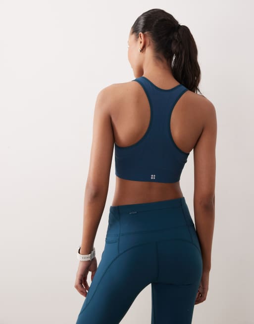 Sweaty Betty Stamina seamless sports bra in deep green, 3 of 4