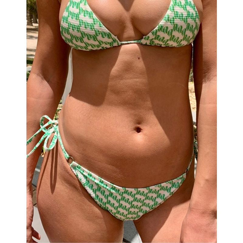 Bikini Donna Swim Society - Carmen - Bikini verde a coste con stampa e laccetti