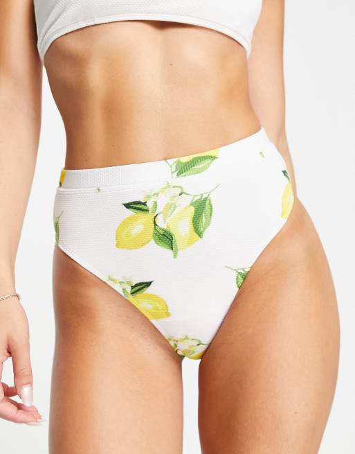  Women Yellow Lemon High Waisted Bikini Set Two