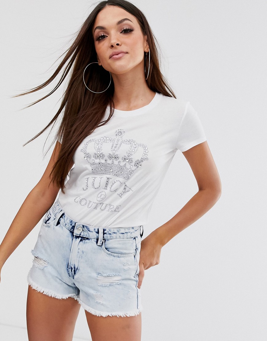 T-shirt med 'Black Label'-kronelogo fra Juicy Couture-Hvid