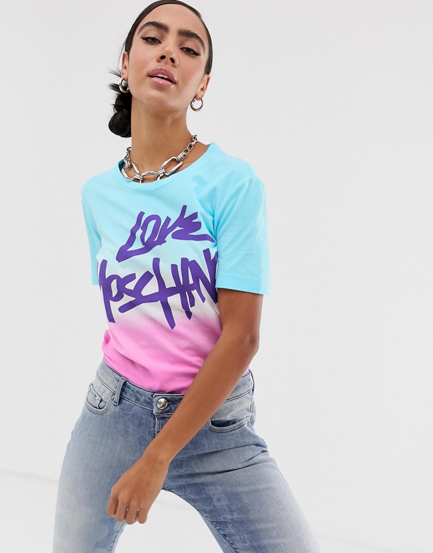 T-shirt med dip dye logo fra Love Moschino-Pink