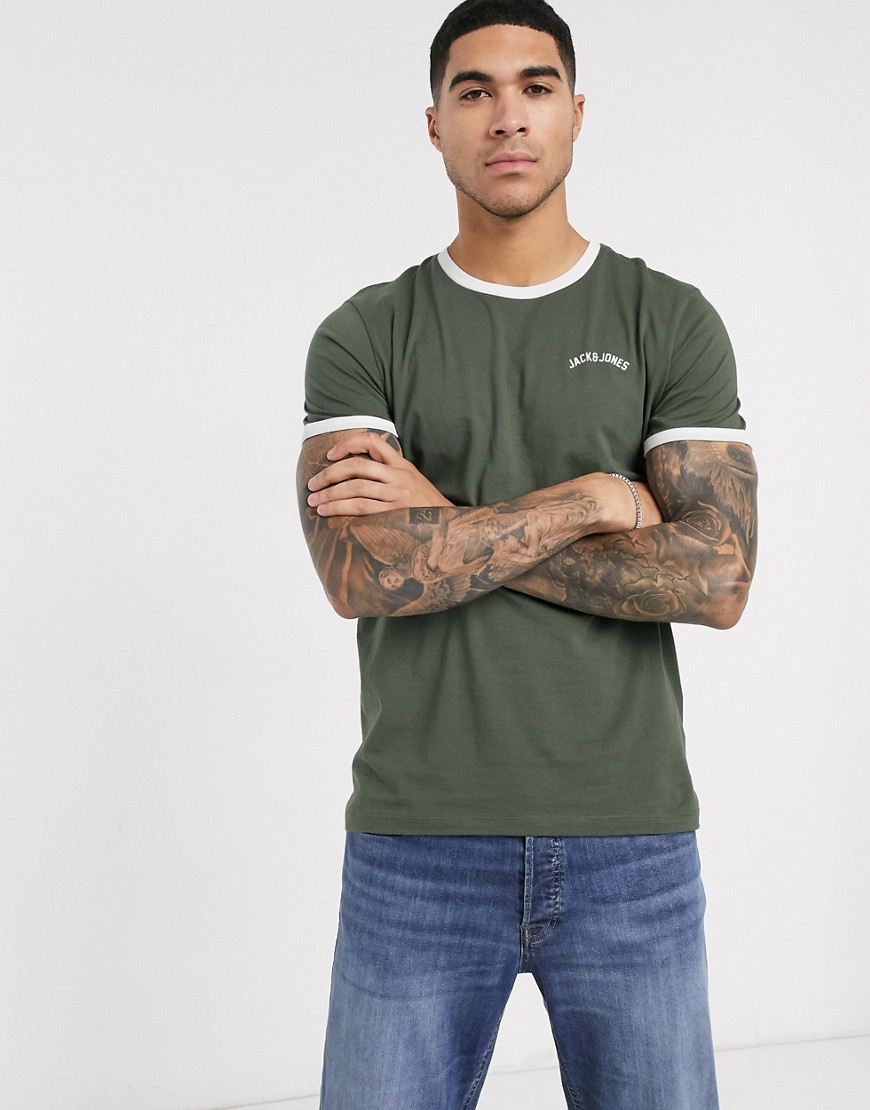 T-shirt med farvede kanter fra Jack & Jones Originals-Grøn