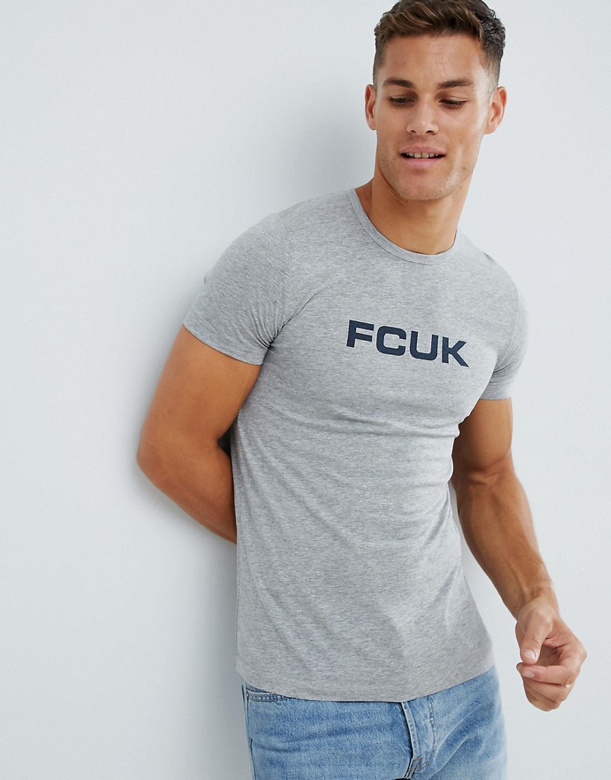 T-shirt med FCUK-logo fra French Connection-Grå