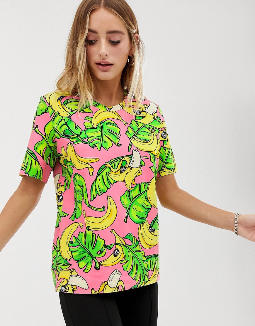 T-shirt med gennemgående bananprint fra Love Moschino-Pink