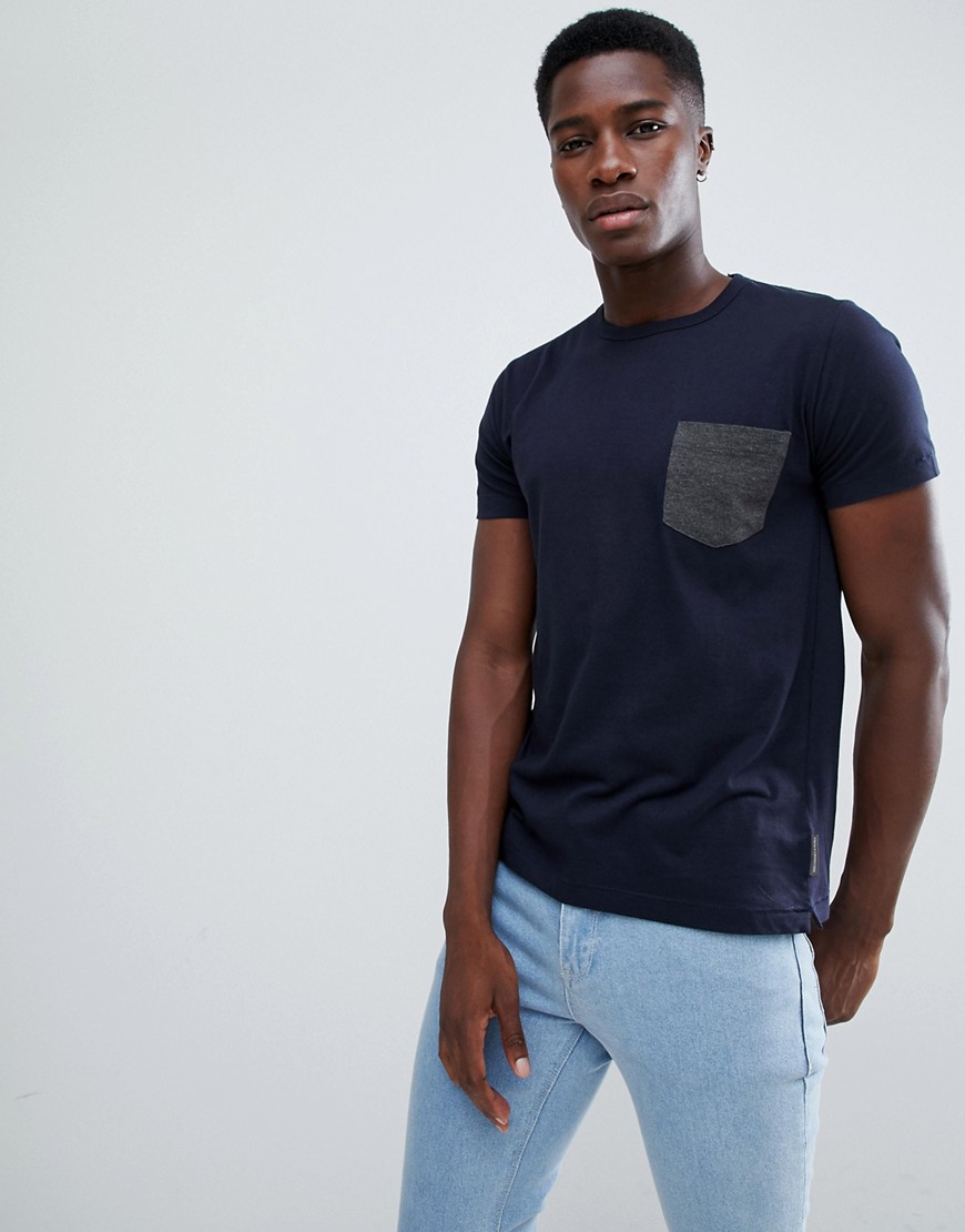 T-shirt med kontrast lomme fra French Connection-Marineblå