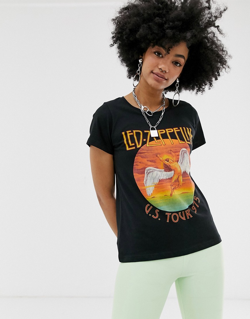 T-shirt med Led Zeppelin print fra Noisy May-Multifarvet