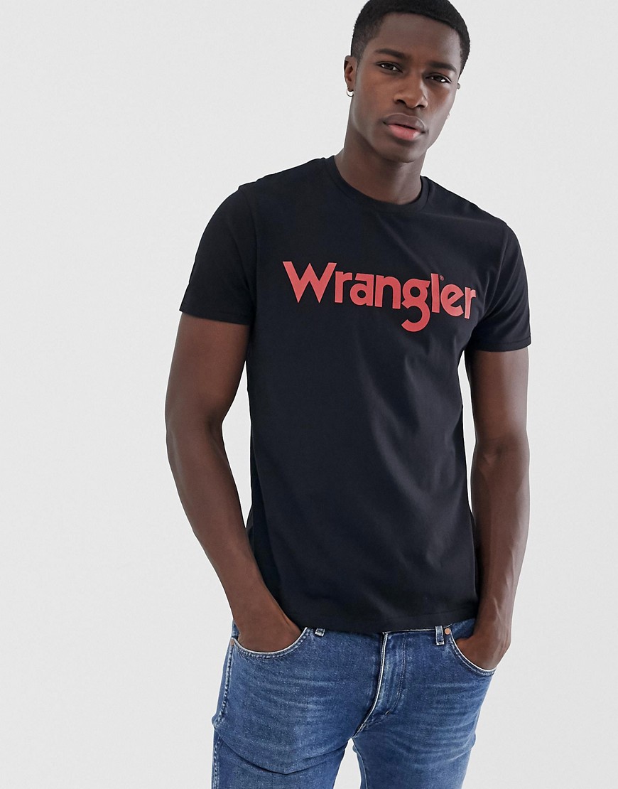 T-shirt med logo fra Wrangler-Sort