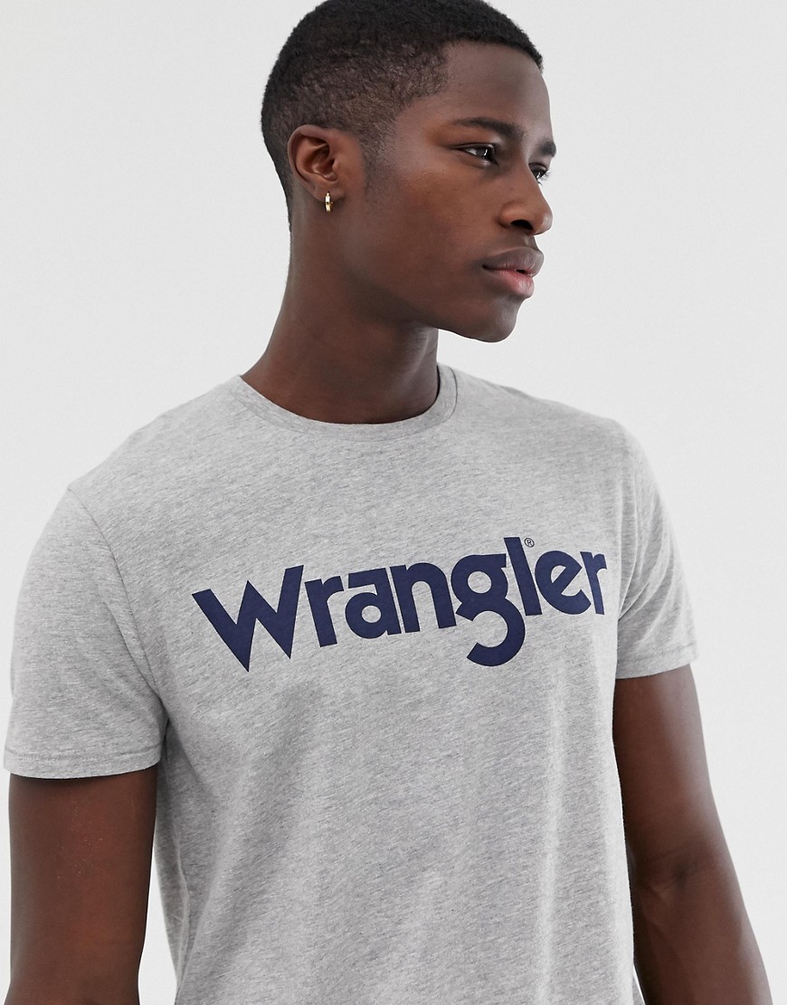 T-shirt med logo fra Wrangler-Grå