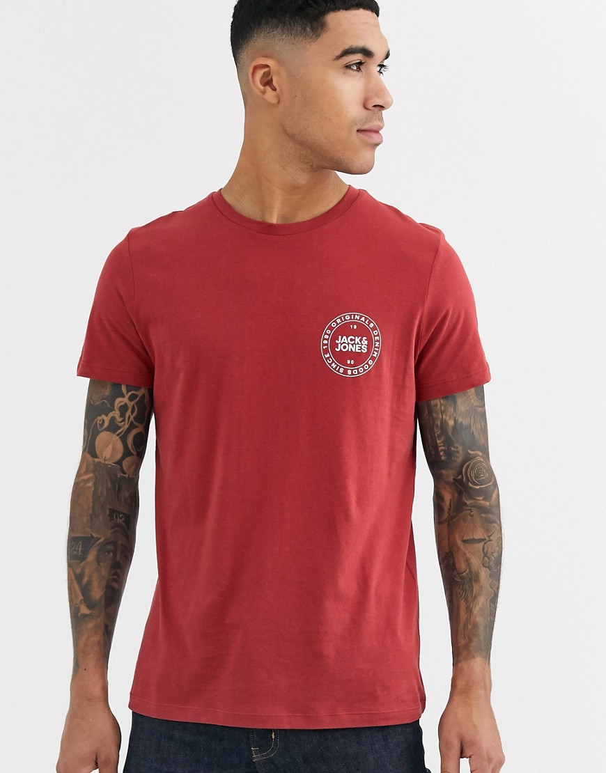 T-shirt med logo på brystet fra Jack & Jones Originals-Rød