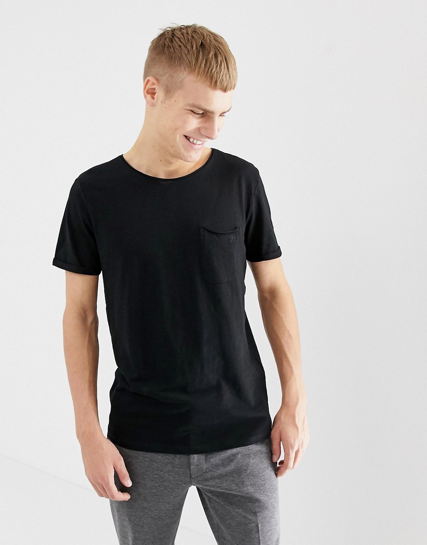 T-shirt med lomme og rund hals fra Tom Tailor-Sort