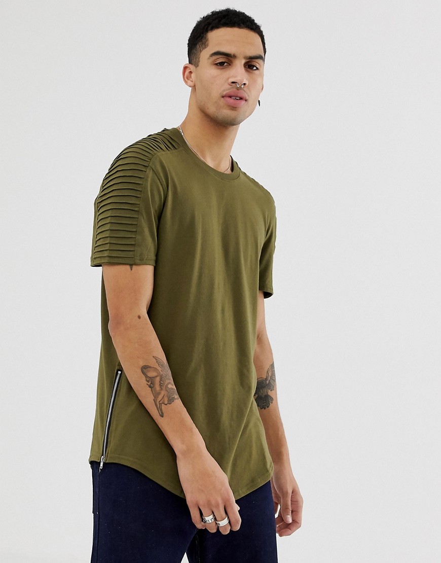 T-shirt med lynlås i siden fra Brooklyn Cloth-Grøn