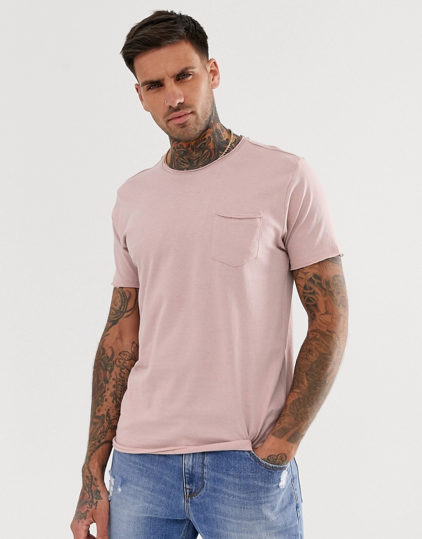 T-shirt med rå kant fra Brave Soul-Pink