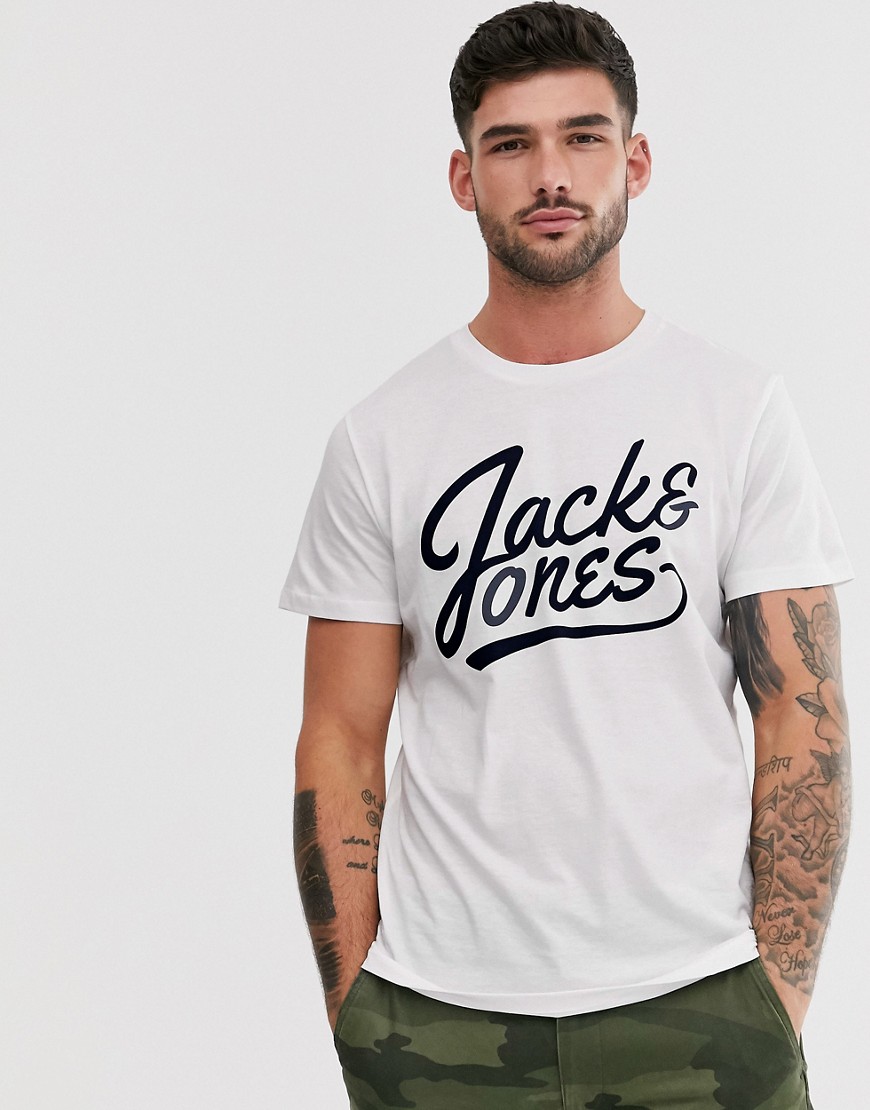 T-shirt med skrift-logo fra Jack & Jones-Hvid