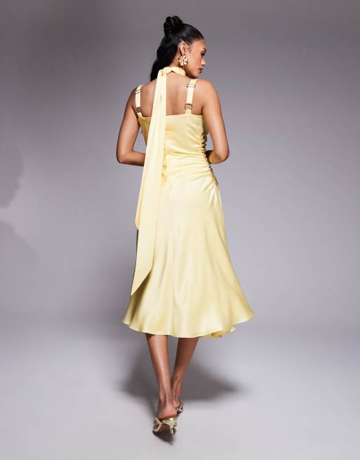 Taideux fuller bust Adrienne boned satin midi dress with