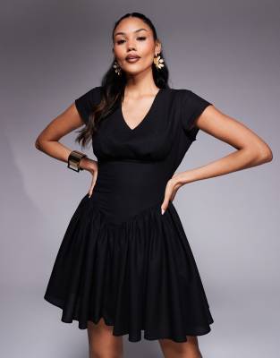 Taideux Fuller Bust Alara Mini Linen Mix Dress With Boning