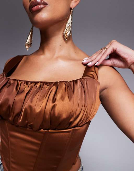 Taideux fuller bust Alyssa satin corset top with boning in Taideux fuller bust Alyssa satin corset top with boning in