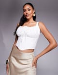 [Taideux] Taideux fuller bust Clara borderie corset top with boning in white M white