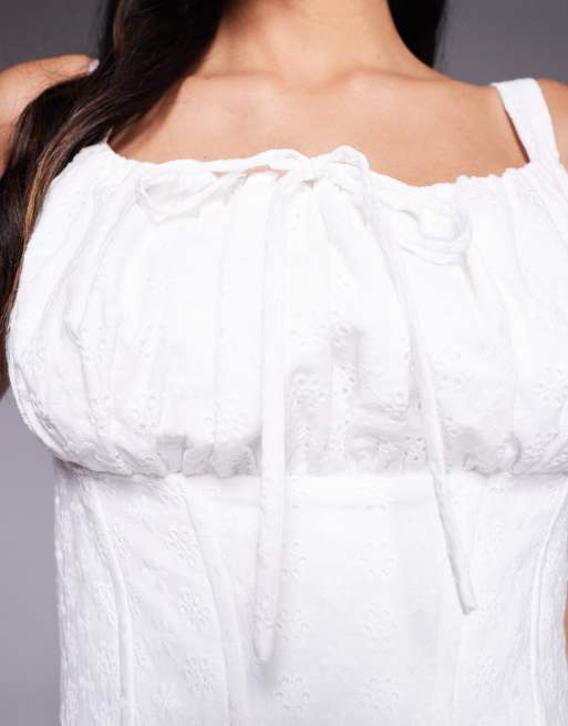 Taideux fuller bust Clara borderie corset top with boning in white, 4 of 4