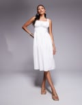[Taideux] Taideux fuller bust Marie midi broderie dress with ruching and boning in white XL White
