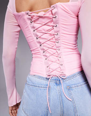 Taideux fuller bust Tilly mesh boned cut out corset top with