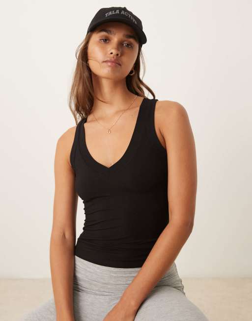Tala 365 2 way racer tank in shadow black