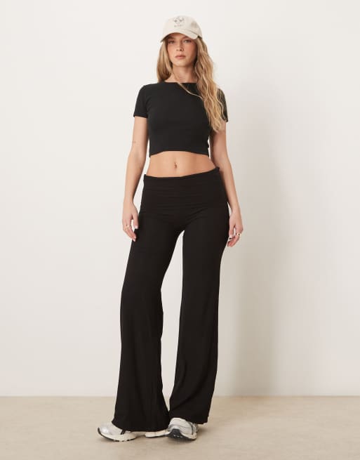Tala – 365 – Figurformende Lounge-Hose in Schwarz mit Umschlag in der Taille