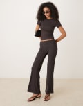 [Tala] Tala 365 roll waist flared pants in espresso-Brown L Espresso