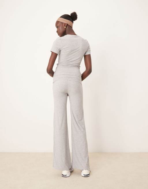Tala 365 roll waist flared pants in gray heather, 3 of 5