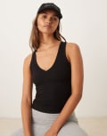 [Tala] Tala 365 Sculpting Lounge reversible singlet in black-Brown M Black