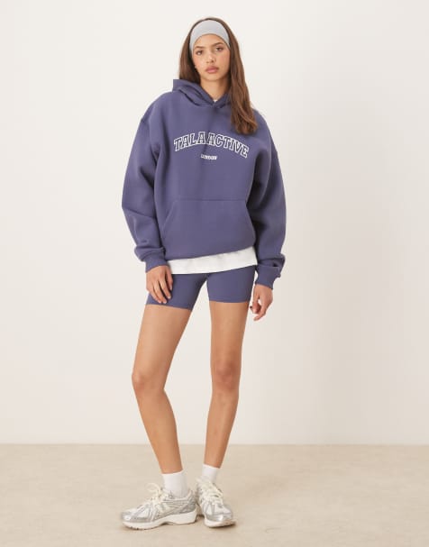 Tala Active applique hoodie in blue - view 1
