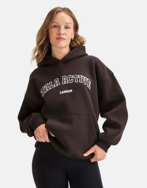 Tala Active applique oversized hoodie in americano - view 1