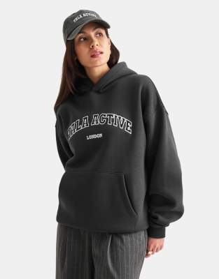 Tala Active Applique Oversized Hoodie In Black