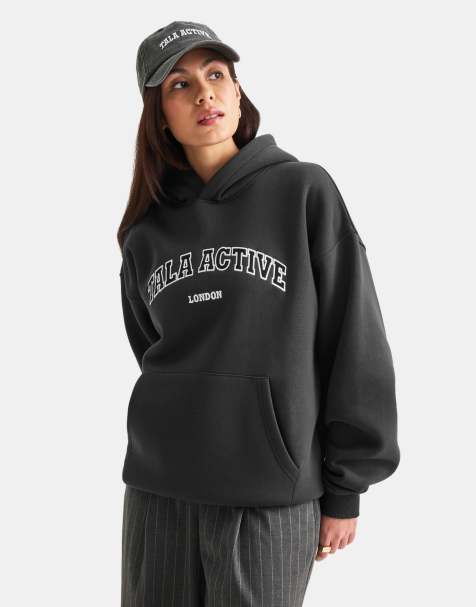 Tala Active applique oversized hoodie in black - view 1