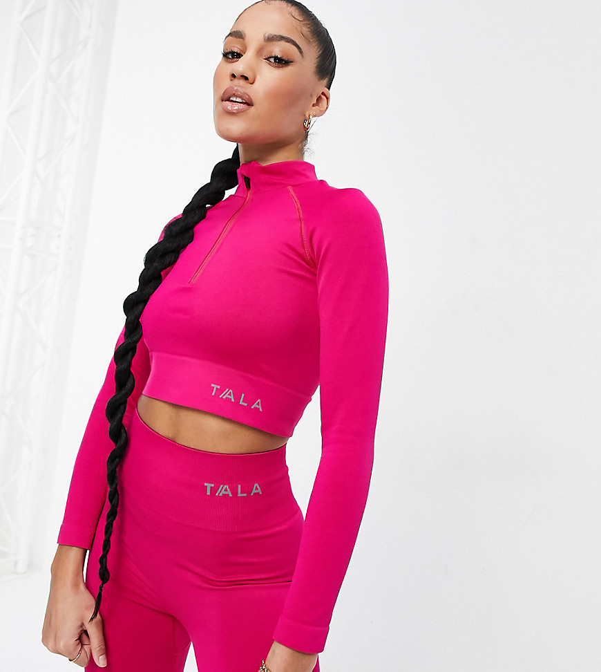 Tala Aster long sleeve crop top in pink - Exclusive to ASOS