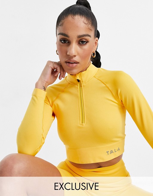 TALA Aster long sleeve crop top in yellow - exclusive to ASOS