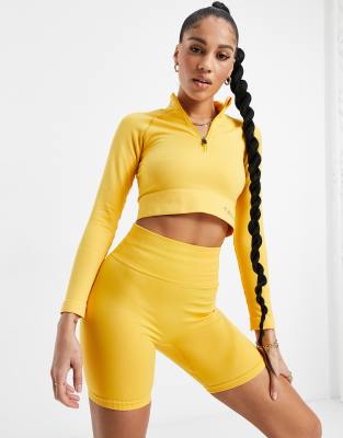 yellow long sleeve crop top
