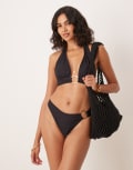[Tala] Tala asymmetric gold ring bikini bottoms in black 14-16 BLACK