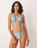[Tala] Tala asymmetric gold ring bikini bottoms in teal-Blue 6-8 Turquoise