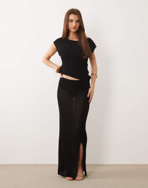 Tala beach knit co-ord in black - view 1